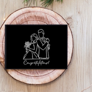 Carte de félicitations de mariage ou d'anniversaire élégante en noir et blanc avec fichier numérique de modèle d'enveloppe DIY