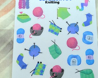 knitting notions sticker sheet, yarn craft stickers