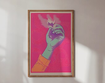 Fire bender Digital Poster — Neon Funky Art Print