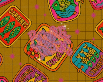 Sardines Seamless pattern- vintage funny repeating file for fabric sublimation, instant download, digital paper surface design
