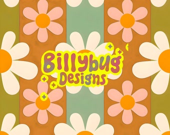 Groovy retro daisy seamless pattern- floral repeating file for fabric sublimation- instant download digital paper surface design