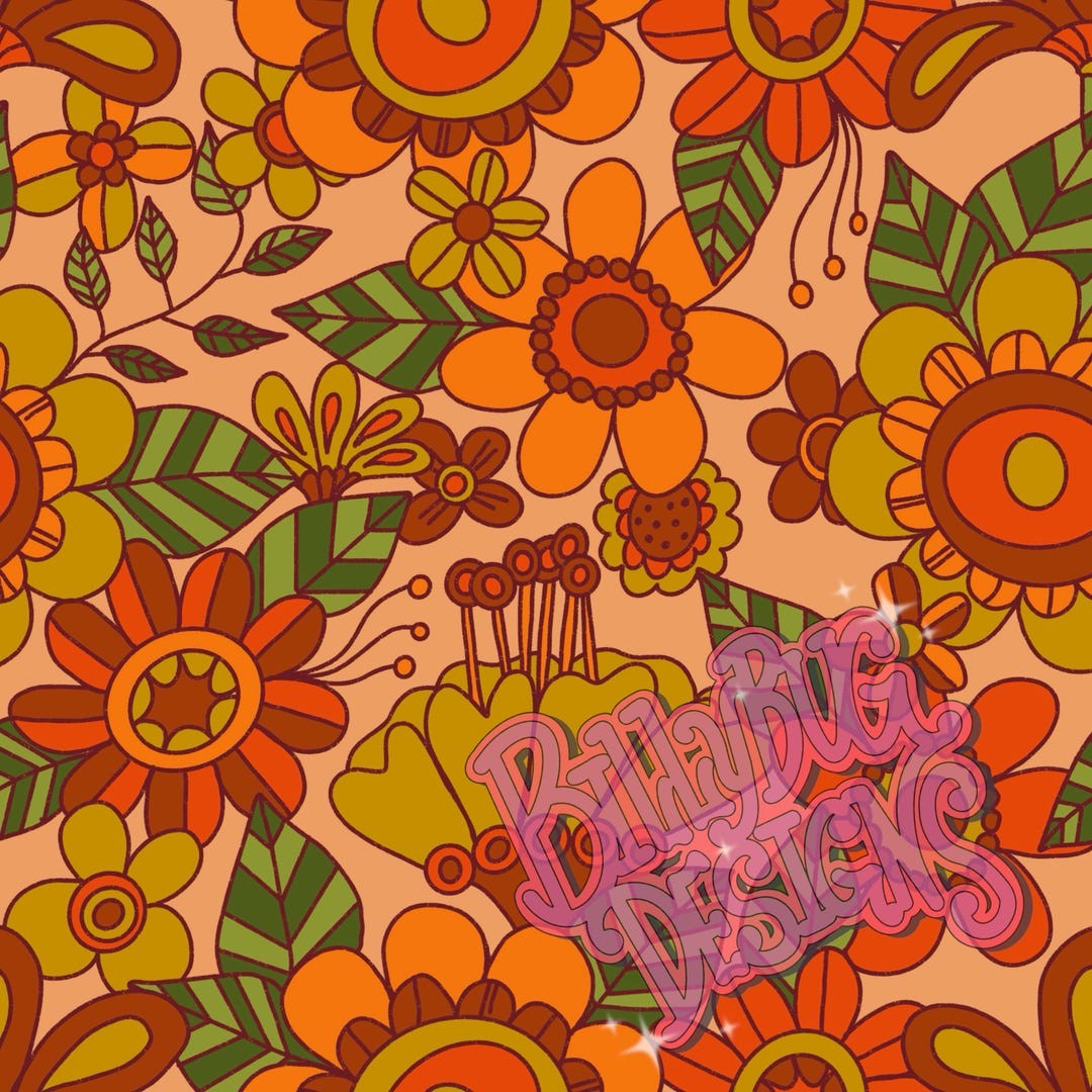 Retro Groovy Floral Seamless Pattern - Colorful Repeating File for ...