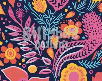 Bohemian Floral Seamless pattern — bright colorful digital paper