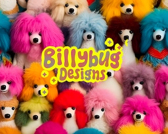 Poodle seamless pattern, colorful dogs repeating file for fabric sublimation, instant download digital paper surface design