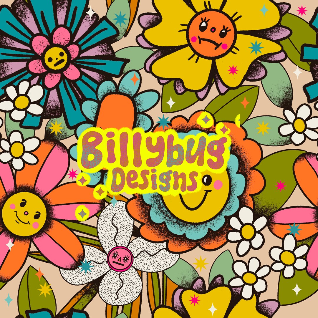 Retro Groovy Floral Seamless Pattern - Colorful Repeating File for ...