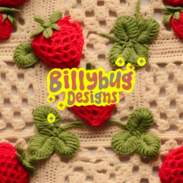 strawberry crochet seamless digital file - repeating pattern for fabric sublimation, surface design instant download