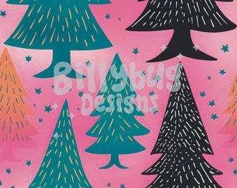 Pink a Christmas Tree Seamless Design