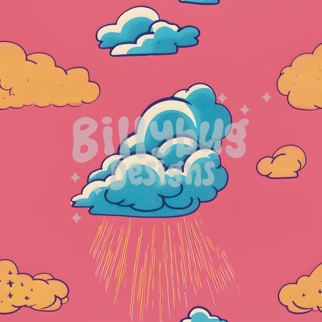 Cute Cloud Seamless Pattern - Pink Sky Digital Paper - Etsy