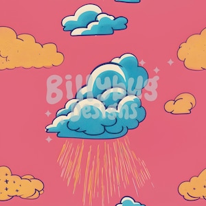 Niedliche Wolke Seamless Pattern - Pink Sky digitales Papier