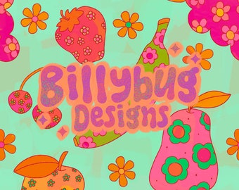 Fruit and daisy seamless pattern - retro summer repeating file for fabric sublimation- instant download digital paper surface design
