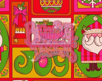 Vintage Christmas Seamless pattern, retro Santa repeating pattern, digital paper