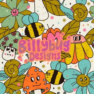 Funky bloemenbijen naadloos patroon - lenteslakken herhalend bestand voor stofsublimatie - instant download digitaal papier oppervlakteontwerp