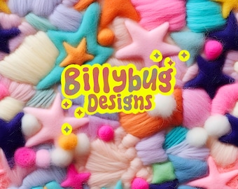 Neon colorful wool seamless file - faux fur embroidery repeating pattern - instant download