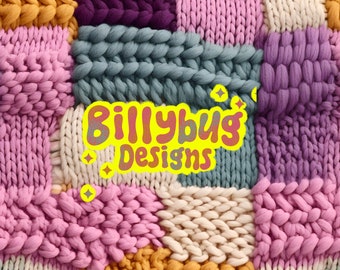 3D faux knit seamless pattern - rainbow patchwork repeating file for fabric sublimation - instant download digital paper surface design