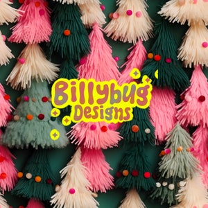 Fuzzy Weihnachtsbaum nahtlose Datei — rosa Weihnachten wiederholendes Muster- sofortiger Download Oberfläche Design digitales Papier