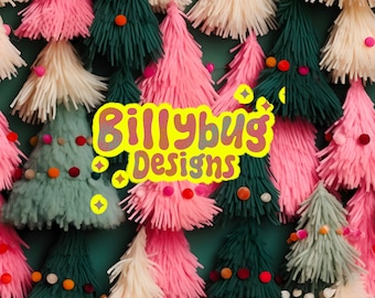 Fuzzy Christmas tree seamless file — pink Christmas repeating pattern- instant download surface design digital paper