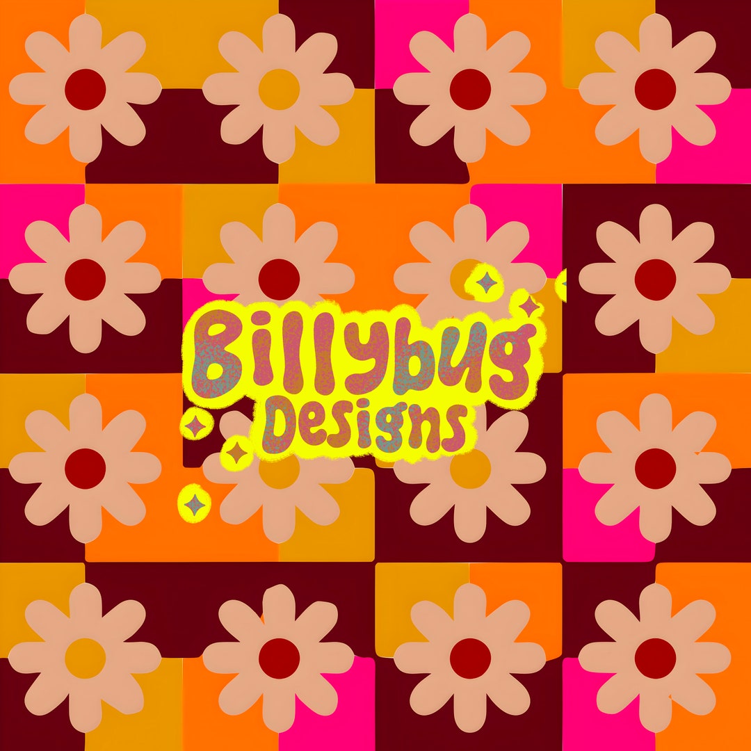 Groovy Retro Daisy Seamless Pattern- Floral Repeating File for Fabric ...