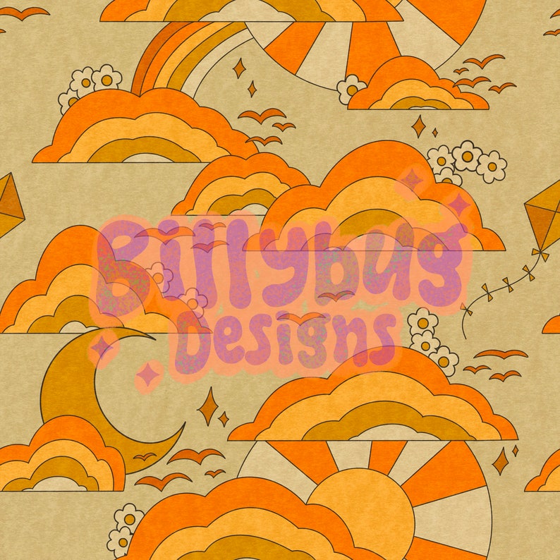 Retro 70s Seamless Pattern, Mod 60s Repeating File for Fabric ...