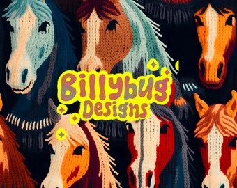 Horses seamless pattern - western repeating file for surface design - digital paper