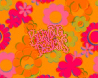 Retro groovy floral seamless pattern - colorful repeating file for fabric sublimation, instant download digital paper surface design