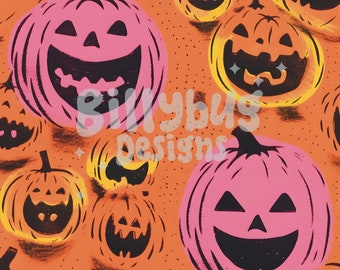 Modello senza cuciture di Halloween Jack O Lantern, carta digitale rosa
