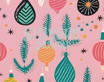 Christmas ornaments seamless pattern— colorful digital paper