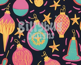 Christmas ornaments seamless pattern— colorful digital paper
