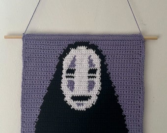 No-Face Tapestry Crochet Pattern | studio ghibli crochet, spirited away crochet, studio ghibli decor, studio ghibli crochet pattern