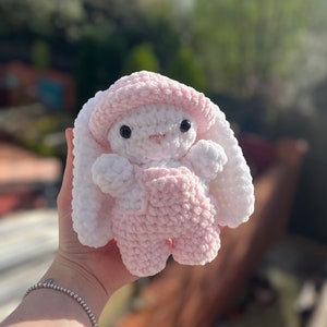Crochet Bunny Plushie | handmade plushie, cute bunny, plushie rabbit, crochet plushies, plushie with outfit