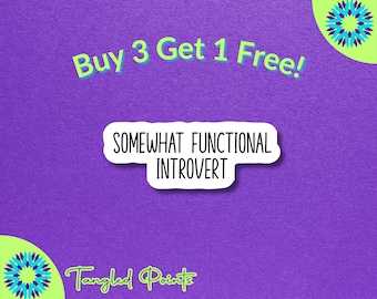 Funny Sarcastic Stickers | Vinyl Die Cut Adult Gifts for Planners, Water Bottles, or Laptops | Somewhat Functional Introvert