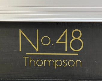 Calcomanía de vinilo con nombre y número de casa, calcomanía para buzón de correo, letrero para puerta con fuente, etiqueta con número de buzón, calcomanía con número de contenedor de basura, número de tienda