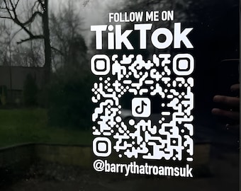 Calcomanía de vinilo con código QR para redes sociales, enlace directo a su Instagram, TikTok y Facebook, calcomanía personalizada para escaparate, anuncio con nombre comercial