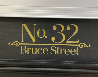 Calcomanía de vinilo con nombre y número de casa, calcomanía para buzón de correo, letrero para puerta con fuente, etiqueta con número de buzón, calcomanía con número de contenedor de basura, número de tienda