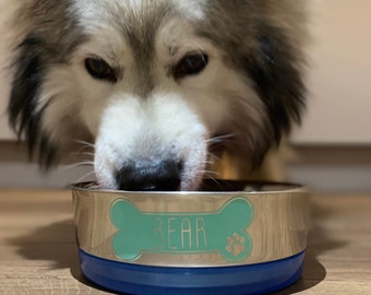 Calcomanía de vinilo con nombre para perro, lindas pegatinas con nombre para mascota, tazón para perro o calcomanía para ventana o parachoques de automóvil, etiqueta personalizada con nombre para comida para mascota, plato de agua para gato