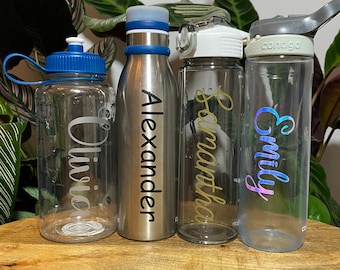 Personalised Water Bottle Stickers - Vinyl Name Labels - Custom Wedding Decor - Birthday, Bridesmaids, School Lunchbox, Stationery Decals