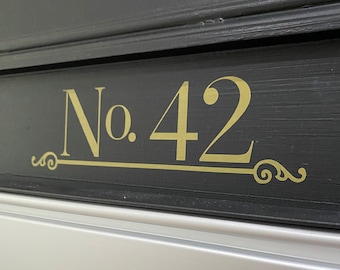 Font Door Number Vinyl Decal, Letterbox & Postbox Sticker, House Number Sign, Mailbox Number Label, Wheelie Bin Number Sticker, Shop Signage