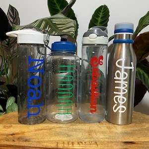 Custom Vinyl Name Labels - Personalised Water Bottle Stickers - Wedding Decor - Birthday, Bridesmaids, School Lunchbox, Stationery Decals