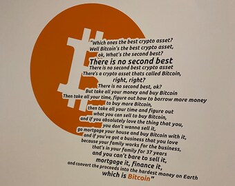 Funny Michael Saylor Bitcoin Quote - "There is no Second Best" Vinyl Decal - Cryptocurrency Meme - BTC Wall Mural - Crypto Bumper Sticker