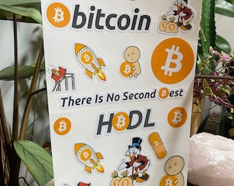 16x Bitcoin Stickers, Dishwasher Safe Crypto Stickers, A4 Waterproof Cryptocurrency Vinyl Sticker Sheet, Hard Money BTC, Crypto Gifts
