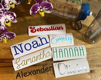 Vinyl Name Labels - Personalised Water Bottle Stickers - Custom Wedding Decor - Birthday, Bridesmaids, School Lunchbox, Stationery Decals