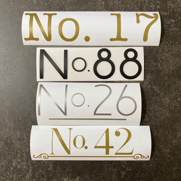 House Number Vinyl Decal, Letterbox & Postbox Sticker, Font Door Sign, Mailbox Number Label, Wheelie Bin Number Sticker, Shop Number Signage