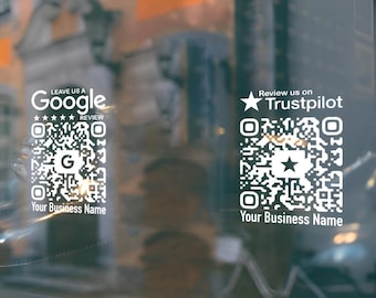 Calcomanía de vinilo con código QR para la página de reseñas, enlace a su página de reseñas de Google, Trustpilot, Tripadvisor, Facebook, Instagram, TikTok Redes sociales