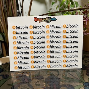 Hoja de calcomanías con el logotipo de Bitcoin con 36 mini calcomanías, calcomanía de criptomoneda apta para lavavajillas, calcomanía de vinilo con el logotipo de BTC, regalos criptográficos