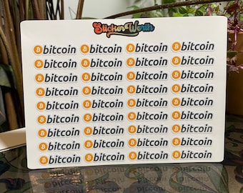 Hoja de calcomanías con el logotipo de Bitcoin con 36 mini calcomanías, calcomanía de criptomoneda apta para lavavajillas, calcomanía de vinilo con el logotipo de BTC, regalos criptográficos