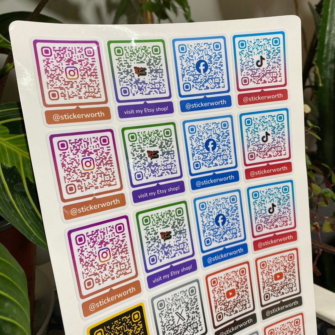 20x QR Code Stickers, Personalised Social Media Labels, Link to ...