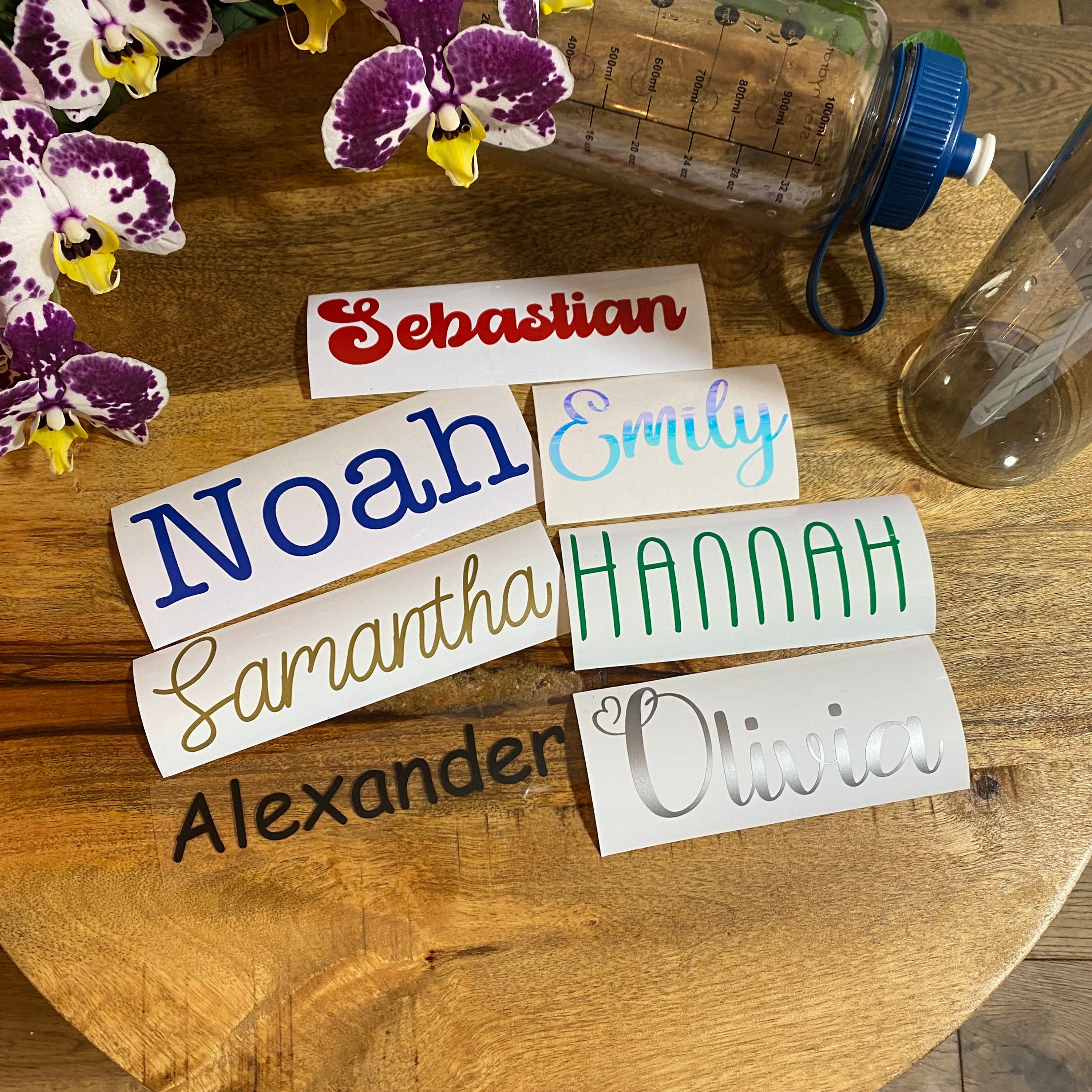 Laura's Labels Personalised Vinyl Name Stickers – Waterproof, Self-Adhesive, UK Made, F:2