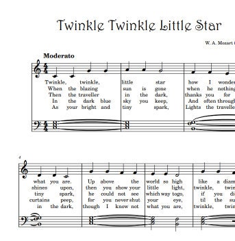 Twinkle Twinkle Little Star piano ear training sheet -  Portugal