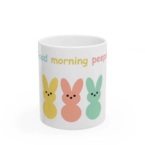 Tazza in ceramica, tazza di Pasqua, tazza di caffè primaverile, tazza di peeps, tazza di peeps, regalo di Pasqua, tazza di coniglio, amante del caffè, regalo per bevitore di caffè, tazza di primavera