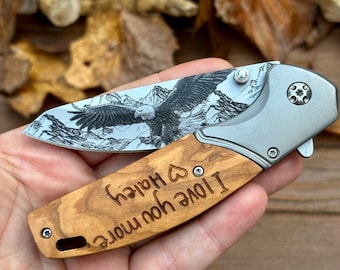 Custom Pocket Knife Personalized Gift for Men Fathers day Gift Custom Gift for Dad Personalized Knife Gift for Him, Valentine's Day Gift
