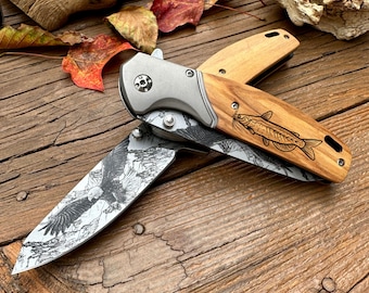 Meerval gegraveerd aangepast zakmes gepersonaliseerd cadeau voor mannen Vaderdagcadeau Aangepast cadeau voor papa Gepersonaliseerd mes cadeau voor hem